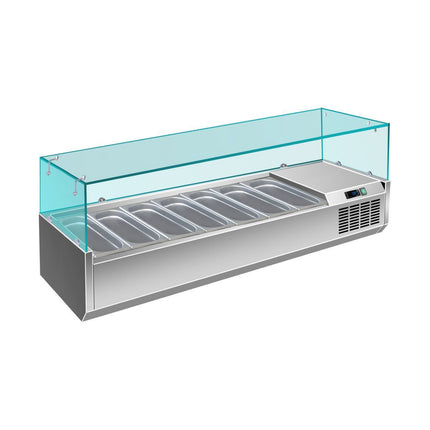 Pizzakühlaufsatz mit Glasaufsatz 7x 1/3 GN | 1600x335x460 mm von A & S Gastro – Kühltische für die Gastronomie