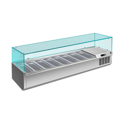 Pizzakühlaufsatz mit Glasaufsatz 8x 1/3 GN | 1800x335x460 mm von A & S Gastro – Kühltische für die Gastronomie