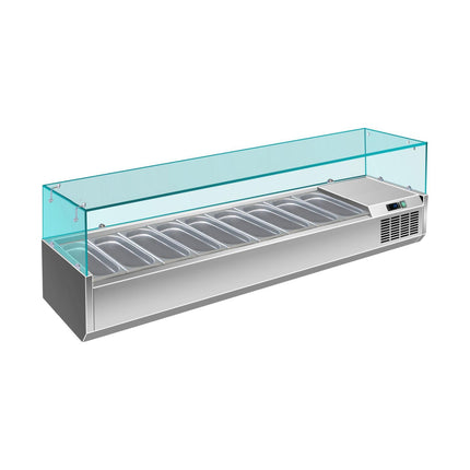 Pizzakühlaufsatz mit Glasaufsatz 9x 1/3 GN | 2000x335x460 mm von A & S Gastro – Kühltische für die Gastronomie