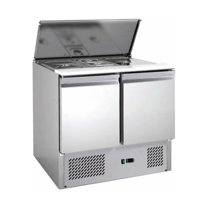 Saladette mit eingebauter Kühlung | 2 Türen | Volumen: 213 Liter | 900 x 700 x 875 mm von A & S Gastro – Kühltische für die Gastronomie