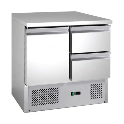 Saladette mit eingebauter Kühlung | 1 Tür + 2 Schubladen | Volumen: 147 Liter | 900 x 700 x 850 mm von A & S Gastro – Kühltische für die Gastronomie