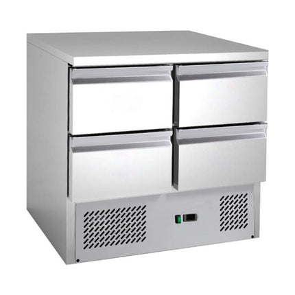 Saladette mit eingebauter Kühlung | 4 Schubladen | Volumen: 109 Liter | 900 x 700 x 850 mm von A & S Gastro – Kühltische für die Gastronomie