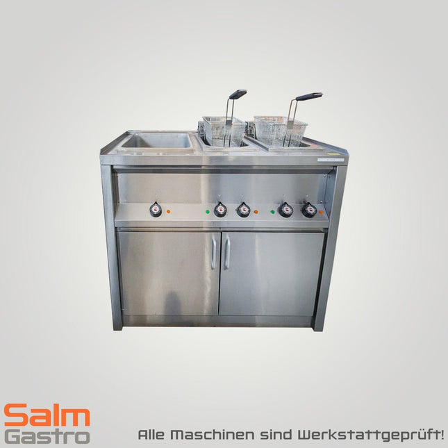 Ubert Doppelfritteuse inkl. Bainmarie mit geschlossener Unterbau CNS gebraucht - Salmgastro Onlineshop - 8171279 - Ubert - 