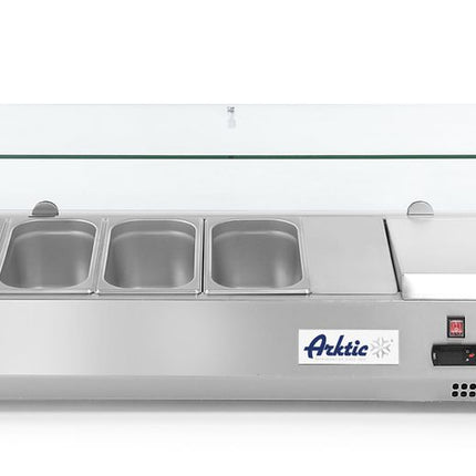 Aufsatz-Kühlvitrine Gastronorm 1/3, Arktic, 4x GN 1/3, 230V/180W, 1205x395x(H)430mm - Salmgastro Onlineshop-232965-Hendi-8711369232965
