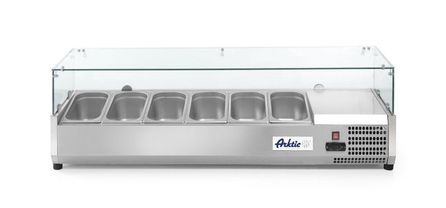 Aufsatz-Kühlvitrine Gastronorm 1/3, Arktic, 6x GN 1/3, 230V/180W, 1405x395x(H)430mm - Salmgastro Onlineshop-232972-Hendi-8711369232972