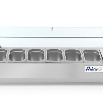 Aufsatz-Kühlvitrine Gastronorm 1/4, Arktic, 7x GN 1/4, 230V/180W, 1505x335x(H)430mm - Salmgastro Onlineshop-232910-Hendi-8711369232910