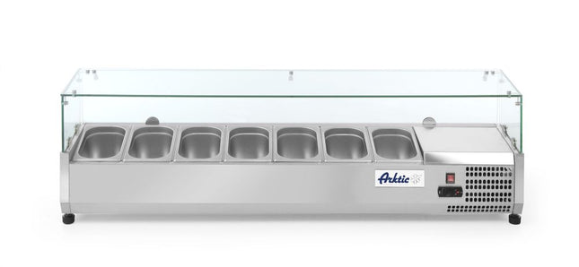 Aufsatz-Kühlvitrine Gastronorm 1/4, Arktic, 7x GN 1/4, 230V/180W, 1505x335x(H)430mm - Salmgastro Onlineshop-232910-Hendi-8711369232910