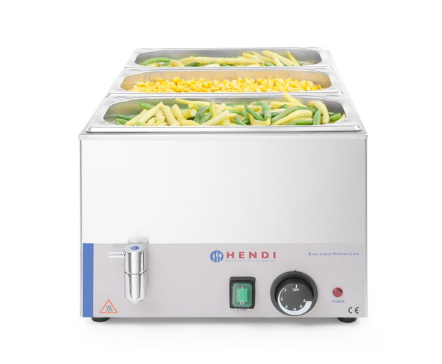 Bain-Marie Kitchen Line mit Ablasshahn, HENDI, Kitchen Line, 230V/1200W, 340x540x(H)250mm - Salmgastro Onlineshop-238912-Hendi-8711369238912