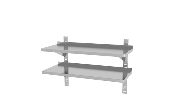 Doppeltes verstellbares Wandregal, mit zwei Stahlbügeln, HENDI, 1000x400x(H)600mm - Salmgastro Onlineshop-816592-Hendi-8711369816592