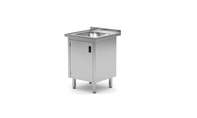 Einzelspültisch mit Schrank - geschweißt, Tiefe 600 mm, HENDI, Profi Line, 600x600x(H)850mm - Salmgastro Onlineshop-813522-Hendi-8711369813522