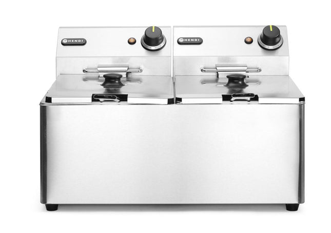 Fritteuse Kitchen Line - 2x8L, HENDI, Kitchen Line, 16L, 230V/7000W, 550x430x(H)345mm - Salmgastro Onlineshop-205839-Hendi-8711369205839