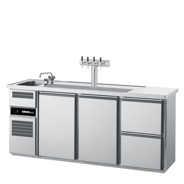Getränketheke mit einem Becken, 2 Türen und 2 Zügen 1/2 - Salmgastro Onlineshop-CGTM731L81-1/1/2-Chromonorm-