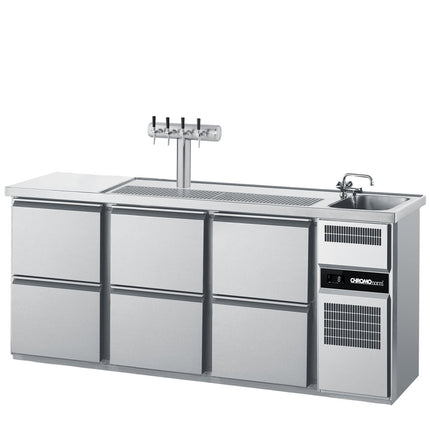 Getränketheke mit einem Becken und 6 Zügen 1/2 - Salmgastro Onlineshop-CGTM731R81-2/2/2-Chromonorm-