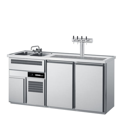 Getränketheke mit zwei Becken und 2 Türen - Salmgastro Onlineshop-CGTM722L81-1/1-Chromonorm-