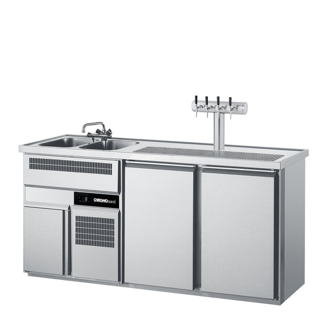 Getränketheke mit zwei Becken und 2 Türen - Salmgastro Onlineshop-CGTM722L81-1/1-Chromonorm-