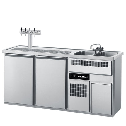 Getränketheke mit zwei Becken und 2 Türen - Salmgastro Onlineshop-CGTM722R81-1/1-Chromonorm-