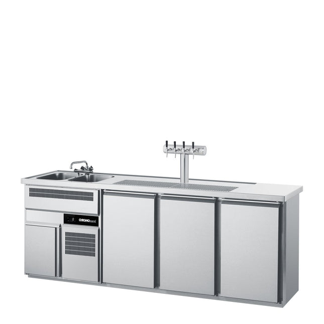 Getränketheke mit zwei Becken und 3 Türen - Salmgastro Onlineshop-CGTM732L81-1/1/1-Chromonorm-