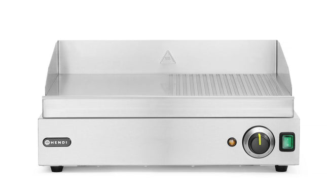 Grillplatte, HENDI, Profi Line, 1/2 glatt, 1/2 gerillt, 230V/2400W, 550x380x(H)240mm - Salmgastro Onlineshop-203156-Hendi-8711369203156