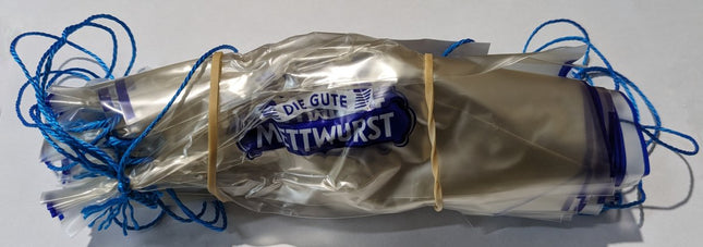 Kalle Nalo Kunstdarm schmal "Die gute Mettwurst" Abschnitte Abbindung blau - Salmgastro Onlineshop-0212750-Kalle Nalo-