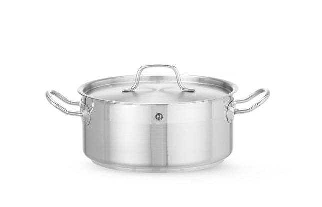 Kochtopf, niedrig - mit Deckel, HENDI, Profi Line, 4,8L, ø240x(H)105mm - Salmgastro Onlineshop-830406-Hendi-8711369830406