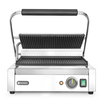 Kontaktgrill - Panini, HENDI, oben und unten gerillt, 230V/2200W, 430x370x(H)210mm - Salmgastro Onlineshop-263655-Hendi-8711369263655