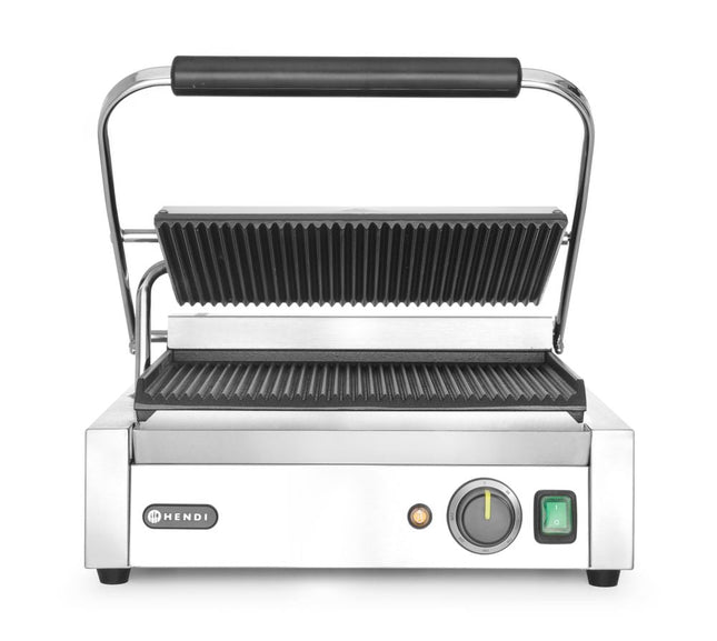 Kontaktgrill - Panini, HENDI, oben und unten gerillt, 230V/2200W, 430x370x(H)210mm - Salmgastro Onlineshop-263655-Hendi-8711369263655