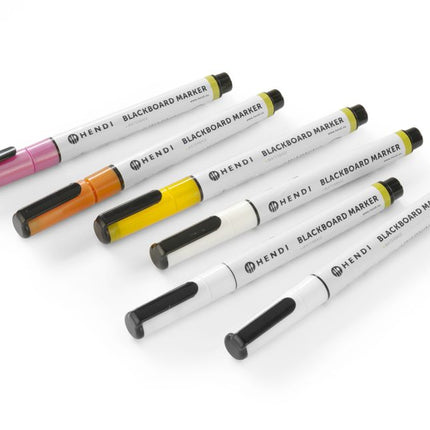 Kreidemarker 1 mm, HENDI, 3x weiß, 1x rosa, 1x gelb, 1x bronze, 6 Stk - Salmgastro Onlineshop-664285-Hendi-8711369664285