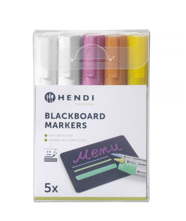 Kreidemarker 6 mm, HENDI, 2x weiß, 1x rosa, 1x gelb, 1x bronze, 5 Stk - Salmgastro Onlineshop-664292-Hendi-8711369664292