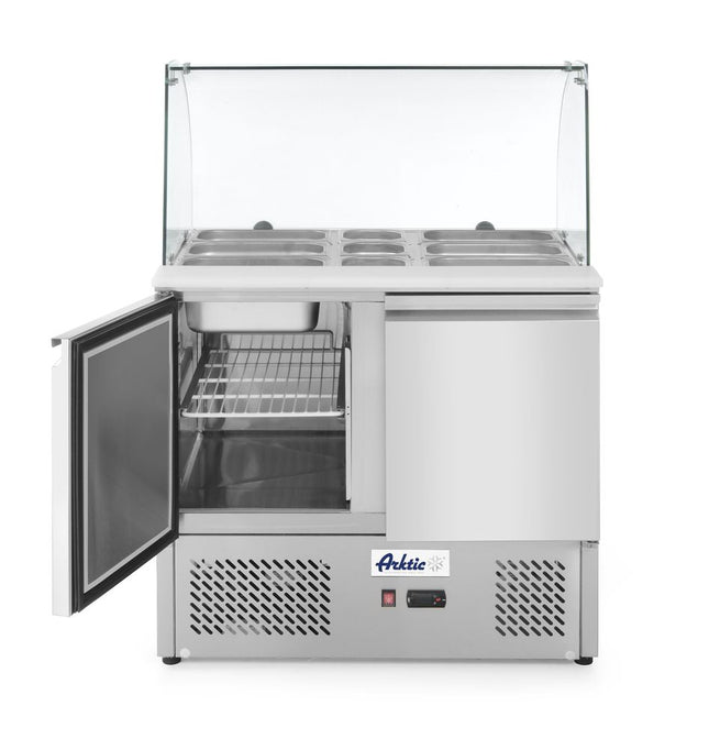 Kühltisch, zweitürig mit Glasdisplay 300L, Arktic, 230V/310W, 900x700x(H)1300mm - Salmgastro Onlineshop-232781-Hendi-8711369232781