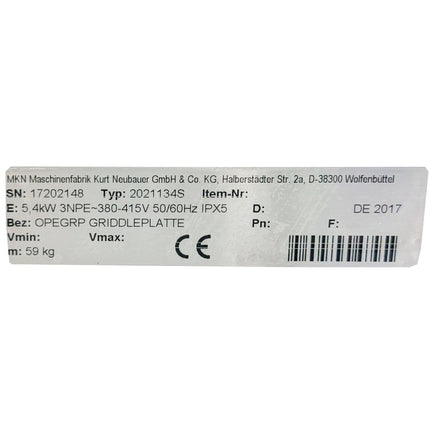 MKN Elektro Griddlepfanne Gr. 3/4 SUPRA OPTIMA 850 Sonderausstattung - Salmgastro Onlineshop-8170833-MKN-