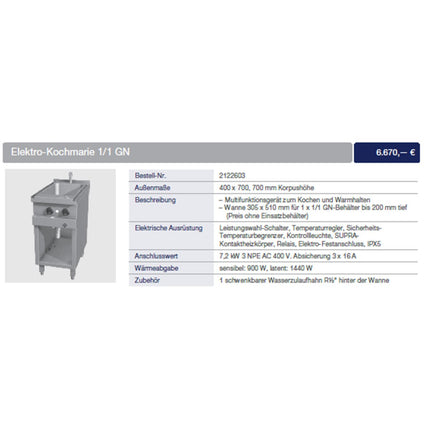 MKN Elektro Kochmarie 1/1 GN SUPRA OPTIMA 700 - Salmgastro Onlineshop-8170842-MKN-