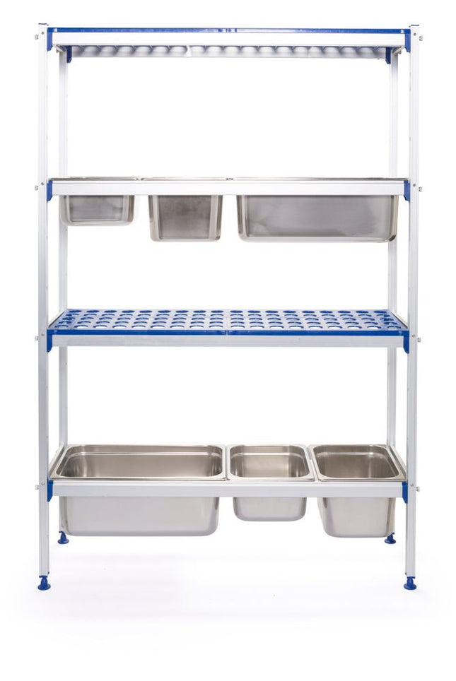 Regalsystem aus Aluminium für GN Behälter, HENDI, 1120x355x(H)1685mm - Salmgastro Onlineshop-812266-Hendi-8711369812266