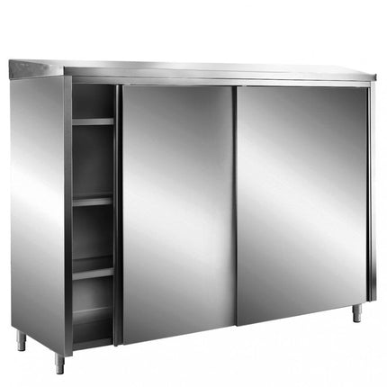SARO Edelstahl-Lagerschrank mit Schiebetüren AISI 430, Schrägdach, 1800x600 mm - Salmgastro Onlineshop-700-8150-Saro-4017337061549