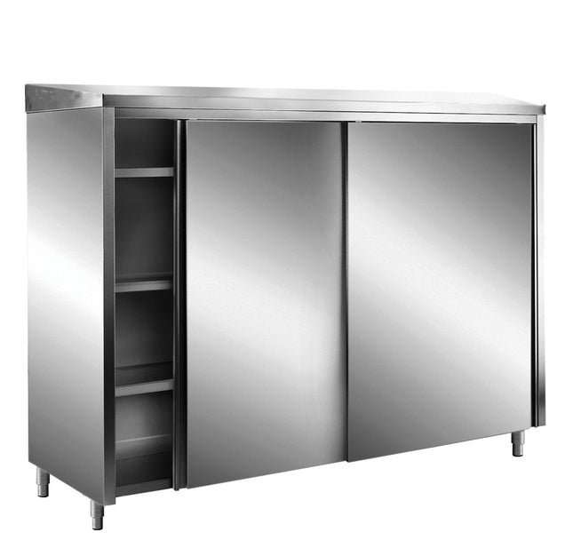 SARO Edelstahl-Lagerschrank mit Schiebetüren AISI 430, Schrägdach, 2000x700 mm - Salmgastro Onlineshop-700-8185-Saro-4017337061617