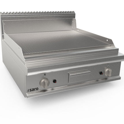 SARO Gasgriddleplatte 800mm breit Tischgerät gerillt Modell LQ / FTG4BBR - Salmgastro Onlineshop-423-8615-Saro-4017337063048