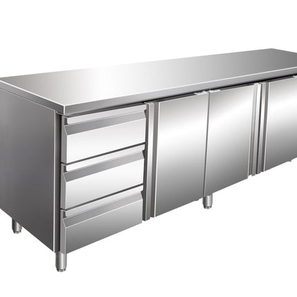 SARO Kühltisch mit 3 Türen und 1x 3er Schubladenset, Modell KYLJA 4130 TN - Salmgastro Onlineshop-323-10722-Saro-4017337324552