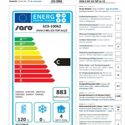 SARO Kühltisch mit Tür und Schubladen, Modell VIVIA S 901 S/S TOP 2x 1/2 GN - Salmgastro Onlineshop-323-10062-Saro-4017337323432