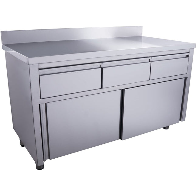 SARO Schiebetürenschrank mit 3 Schubladen und Aufkantung, 1400X700mm - Salmgastro Onlineshop-700-2310-Saro-4017337055999