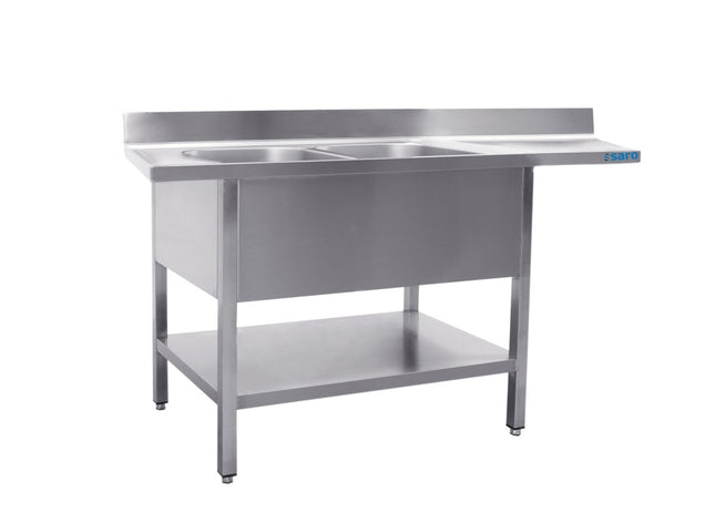 SARO Spülcenter 2 Becken, links - B 1600 x T 600 mm - Salmgastro Onlineshop-600-2610L-Saro-4017337049882