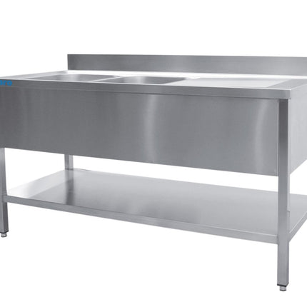 SARO Spültisch 2 Becken, links - B 1600 x T 700 mm - Salmgastro Onlineshop-700-2545L-Saro-4017337046799