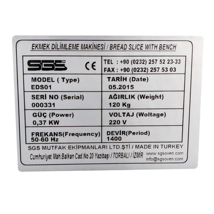 SGS Brotschneidemaschine EDS01 Schneidemaschine fahrbar Standgerät - Salmgastro Onlineshop-8169768-SGS-