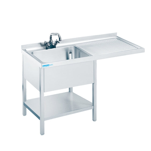 Spülcenter mit einem Becken und Zwischenboden - Salmgastro Onlineshop-STC612C1LTZ-Chromonorm-