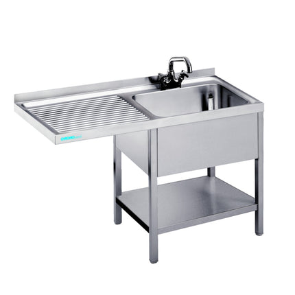 Spülcenter mit einem Becken und Zwischenboden - Salmgastro Onlineshop-STC612C1RTZ-Chromonorm-