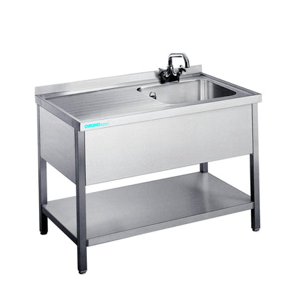 Spültisch mit einem Becken und Zwischenboden - Salmgastro Onlineshop-ST0612C1RTZ-Chromonorm-