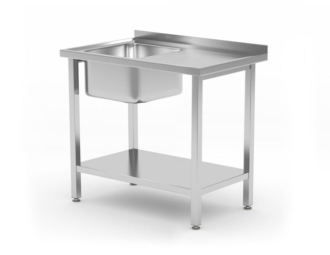 Tisch mit Spülbecken und Ablage - geschraubt, Tiefe: 600 mm, HENDI, Budget Line, 800x600x(H)850mm - Salmgastro Onlineshop-817001-Hendi-8711369817001