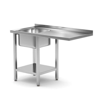 Tisch mit Spüle, Ablageboden und Platz für Geschirrspüler, HENDI, links, 1200x700x(H)850mm - Salmgastro Onlineshop-237519-Hendi-8711369237519