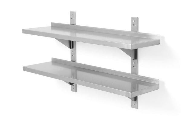 Verstellbares Doppel-Wandregal mit zwei Stahlschienen, HENDI, 1200x300x(H)600mm - Salmgastro Onlineshop-811733-Hendi-8711369811733