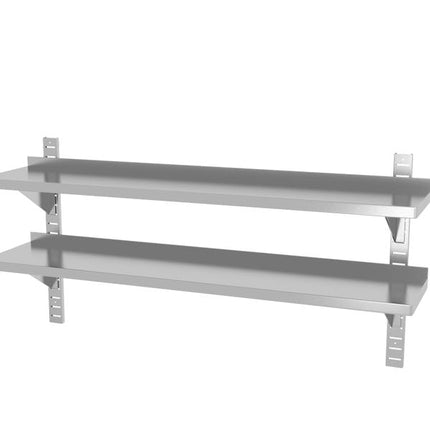 Verstellbares Doppel-Wandregal mit zwei Stahlschienen, HENDI, 1400x300x(H)600mm - Salmgastro Onlineshop-811740-Hendi-8711369811740