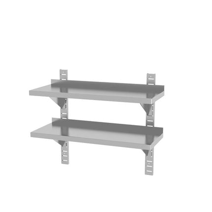 Verstellbares Doppel-Wandregal mit zwei Stahlschienen, HENDI, 800x300x(H)600mm - Salmgastro Onlineshop-811771-Hendi-8711369811771
