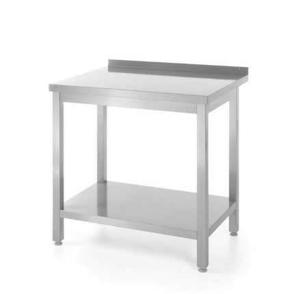 Wandarbeitstisch mit Aufkantung und Ablage - Tiefe 600 mm, HENDI, Kitchen Line, 1400x600x(H)850mm - Salmgastro Onlineshop-811481-Hendi-8711369811481